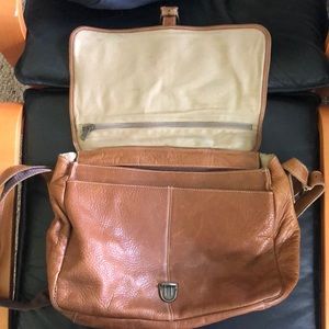 LL Bean leather briefcase with zip canvas inside